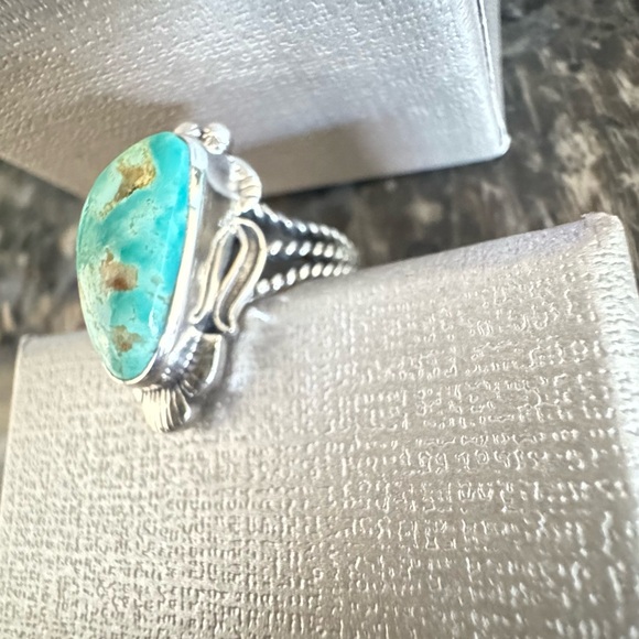 Artisan Crafted Royston Turquoise Solitaire Ring Sterling Silver 8.65ctw  SIZE 6 - Picture 4 of 12